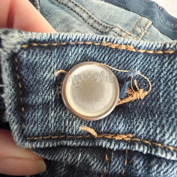 Upcycled One Of A Kind Bleahed Patchwork Jeans Wrangler Size 5/6 32 Boho Western - Picture 8 of 13